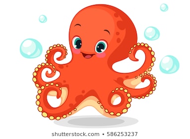 red octopus, Octopus Clipart,
