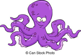 ... Octopus - Purple octopus on white background vector.