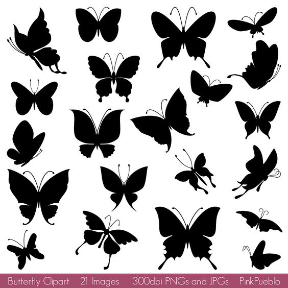 OFF SALE Butterfly Silhouettes Clipart Clip Art, Butterfly Clipart Clip Art Vector - Commercial and Personal Use