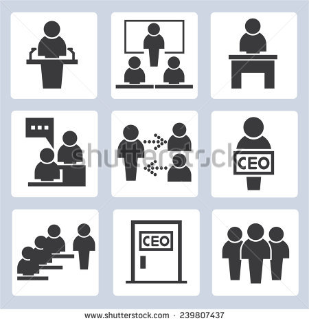 office management icons, business management icons set