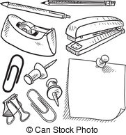 ... Office supplies sketch -  - Office Supplies Clip Art