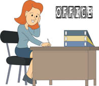 office worker sitting at desk - Office Clipart Gallery