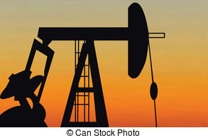 ... Oil Pump silhoutte in black against setting sun