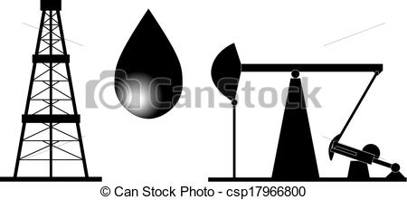 Oil Rig Black And White Illustration