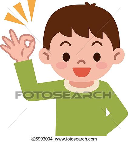 Clipart - Boy has the OK sign. Fotosearch - Search Clip Art, Illustration  Murals