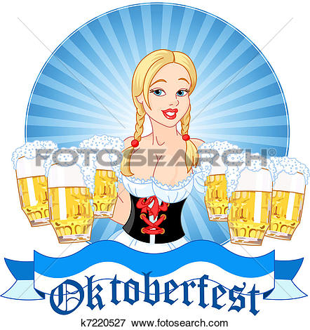 Oktoberfest girl serving beer - Free Oktoberfest Clipart