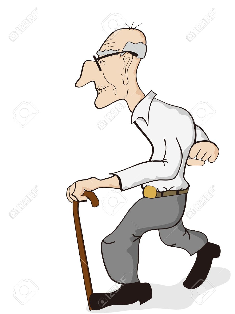 Old Man Walking Clipart #1