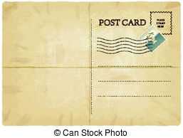 ... old postcard - backside of old postcard with mark - vector... ...