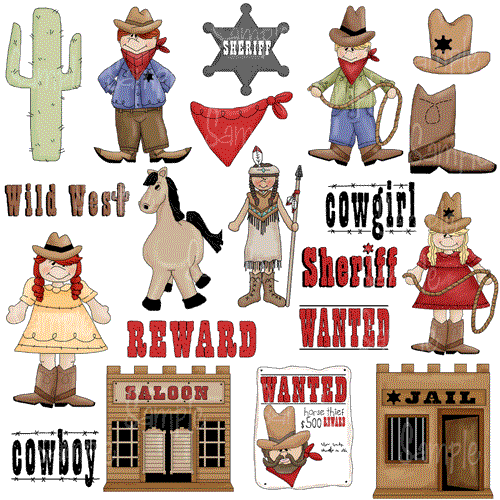Wild West Icons Stock .