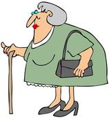 ... Old woman with a cane. Ve