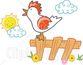 On A Fence On A Farm Early In The Morning Clipart Illustration Jpg
