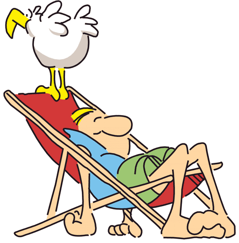 On Vacation Man Sleeping In Deck Chair Clipart Funny Man Just Relaxes