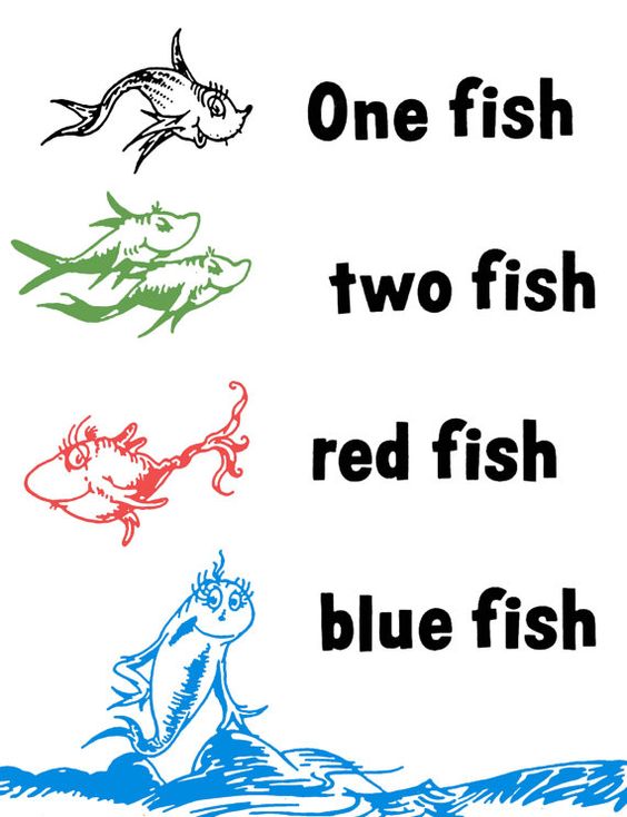One Fish Two Fish Red Fish Blue Fish Dr Seuss Wall Decal