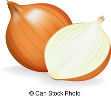 . ClipartLook.com Golden onion whole and half. Vector illustration.