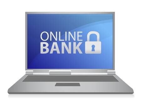 Online bank laptop illustration design Illustration