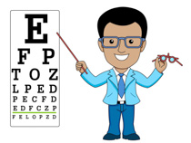 Optician Pointing To Eye Exam Chart Clipart Size: 95 Kb