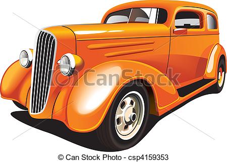 ... Orange Hot Rod - Vectorial image of old-fashioned orange hot.