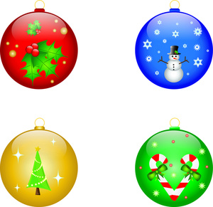 Ornaments Clipart Image Four Christmas Ornaments Showing A Tree