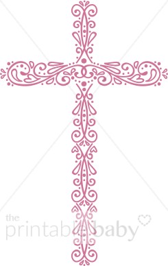 Ornate Cross Clip Art .. - Pink Cross Clip Art