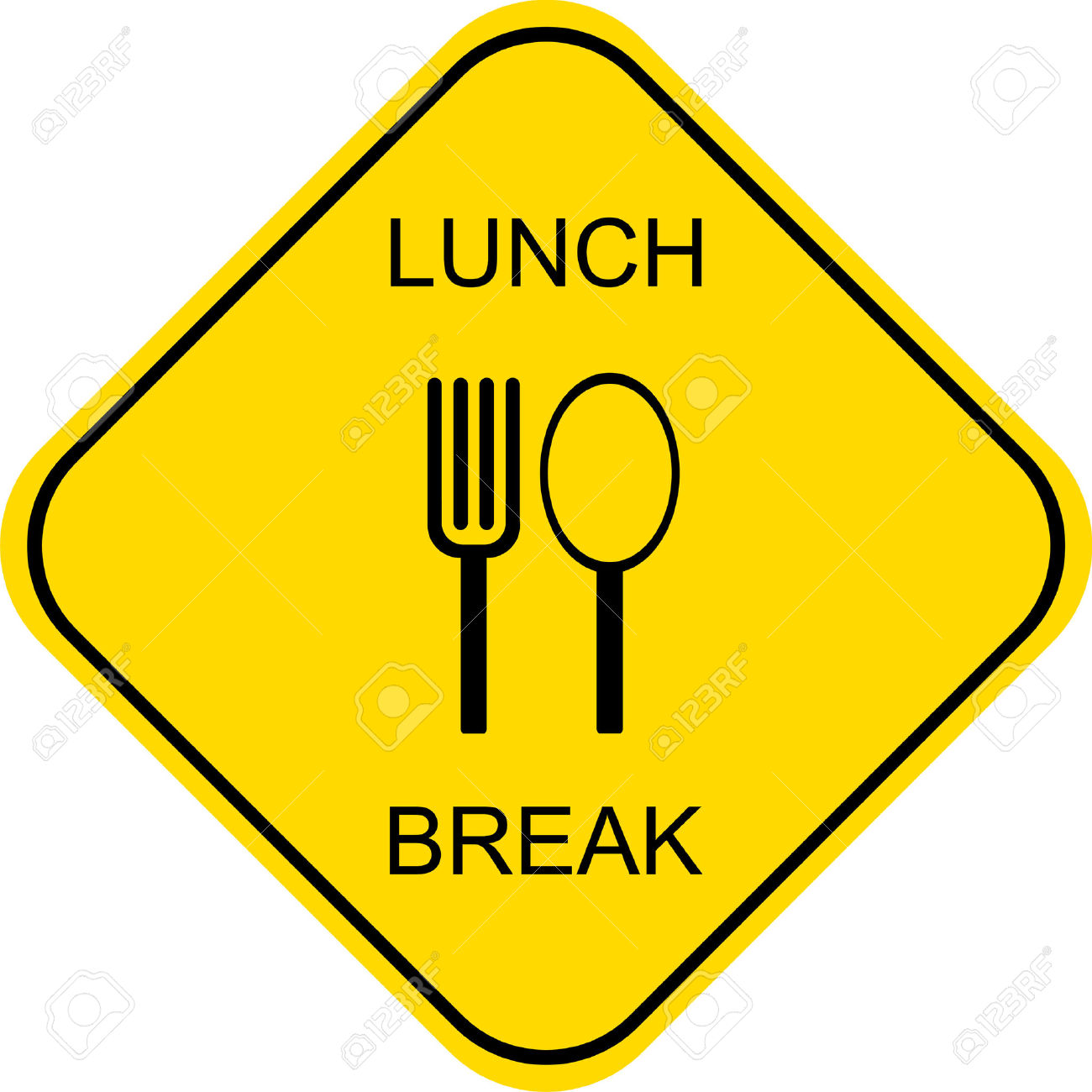 out to lunch: Lunch break. Out to lunch - vector sign.