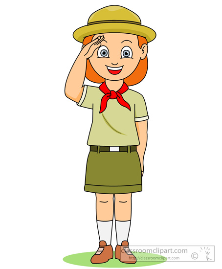 Outdoors Girl Scout Saluting  - Girl Scout Clipart