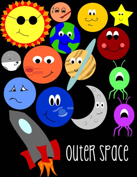 Outer Space Clip Art by ThreeScribblings on Etsy #crafts #scrapbooking #outerspace
