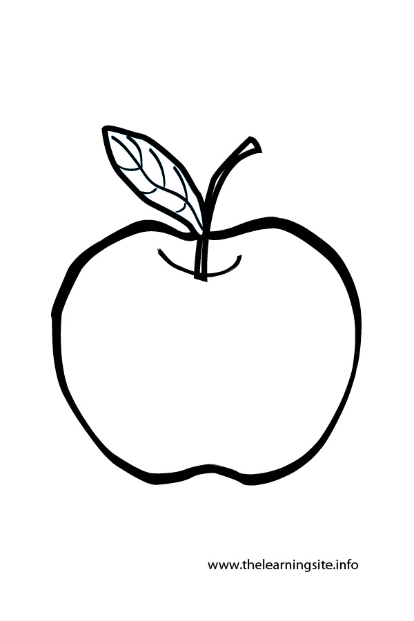 Outlines Of Fruits Colouring  - Apple Outline Clip Art