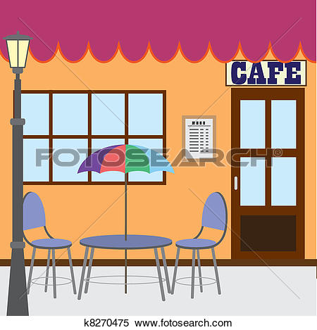 Outside cafe shop. - Cafe Clipart