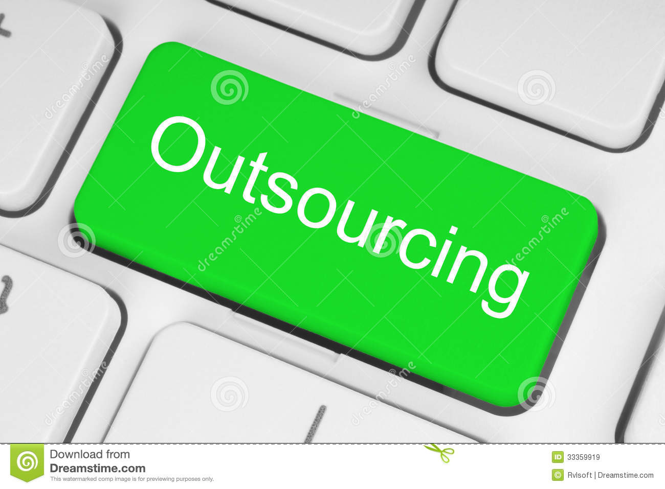 Green outsourcing button - Outsourcing Clipart
