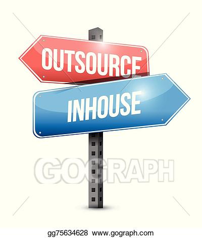 outsource, in-house street sign