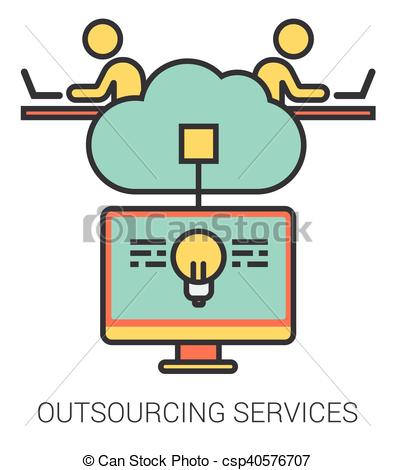 Outsourcing services line ico - Outsourcing Clipart