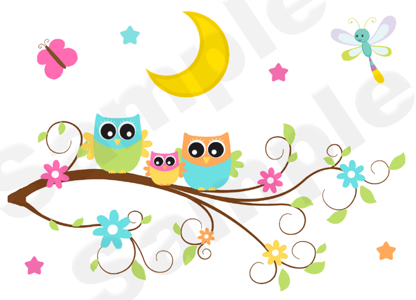 owl border clip art owl tree  - Owl On Branch Clip Art