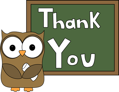 Owl Chalkboard Thank You - Thank You Clipart