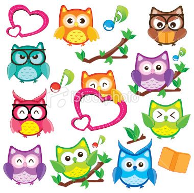 Pink Owl On Branch Clip Art A