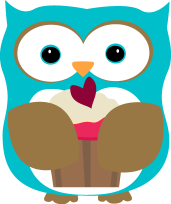 Owl Eating a Cupcake - Cute Owl Clip Art Free