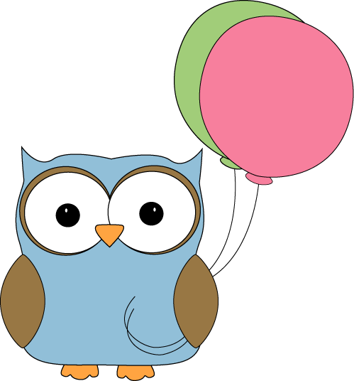 Owl With Balloons - Cute Owl Clipart