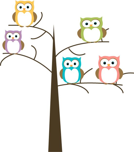 Owls in a Tree clip art image. A free Owls in a Tree clip art image for teachers, classroom projects, blogs, print, scrapbooking and more.