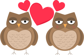 Owls in Love Valentines Day Clip Art