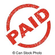 ... Paid - A paid red ink stamp over a white background