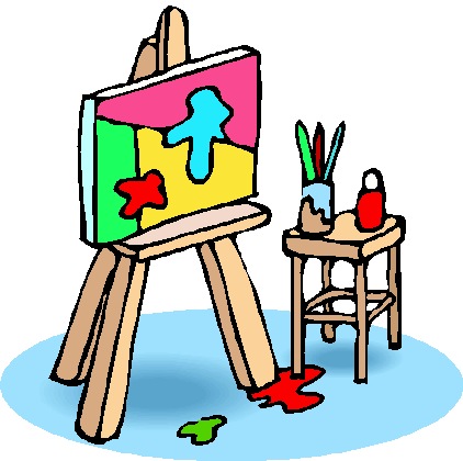 Kids Painting On Easel Clip A