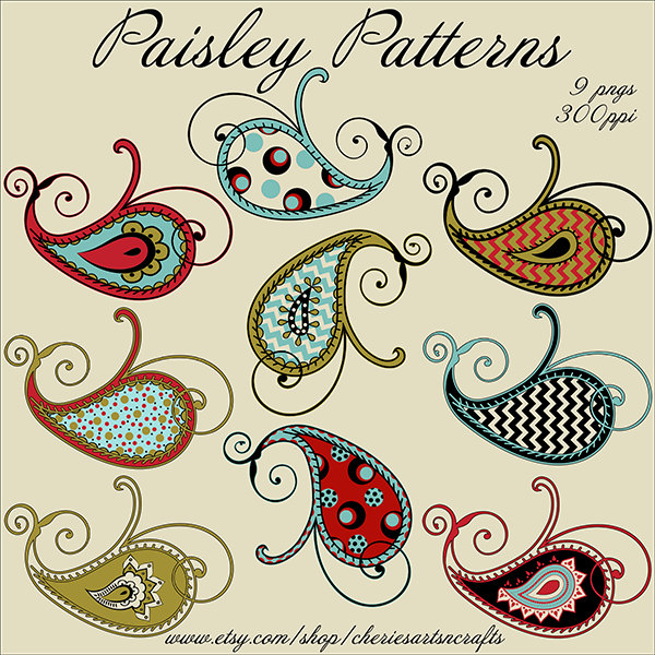 Pretty Paisley Clipart Digita