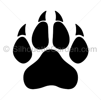 Panther paw print silhouette clip art. Download free versions of the image in EPS, JPG, PDF, PNG, and SVG formats at http://silhouettegarden clipartall.com/dou2026