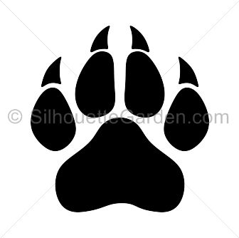 Panther paw print silhouette clip art. Download free versions of the image in EPS,