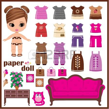 paper doll: Paper doll with clothes set Illustration
