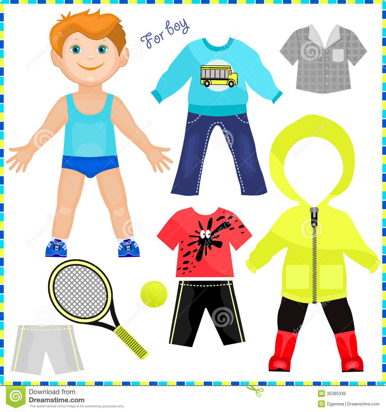 Paper doll with a set of . - Paper Doll Clip Art