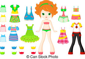 ... Paper doll with a set of summer clothes