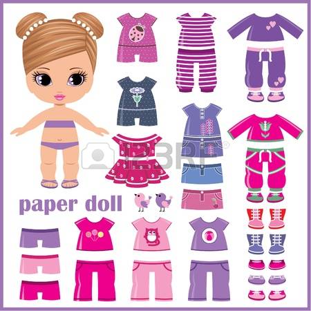 paper dolls: Paper doll with clothes set Illustration