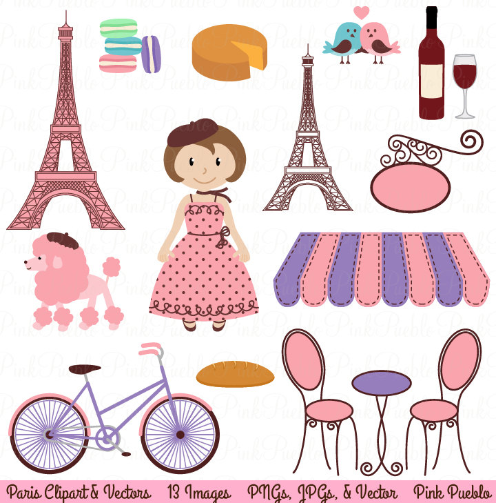 Paris Clip Art Clipart, French Clipart Clip Art with Eiffel Tower and Vectors - Commercial and Personal Use