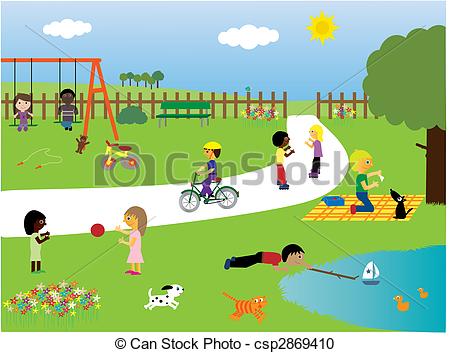 Children playing in the park  - Park Clipart