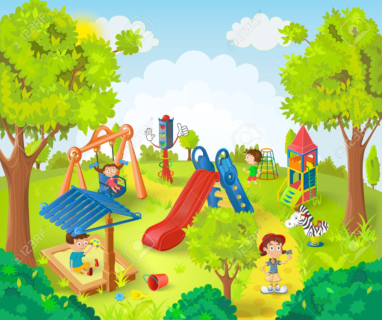 Children playing in the park  - Park Clipart